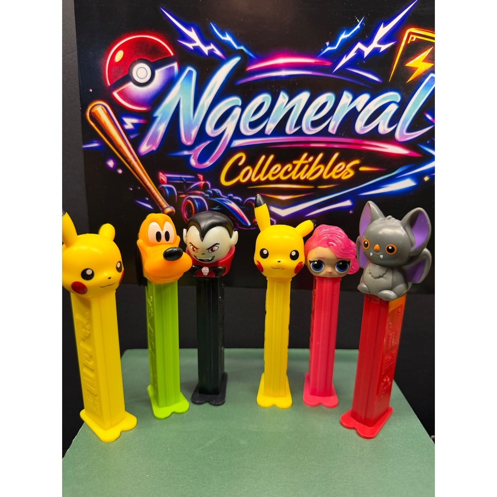 Pez Dispenser Lot of 6 Pikachu Pokemon Disney Pluto Vampire LOL Surprise Bat